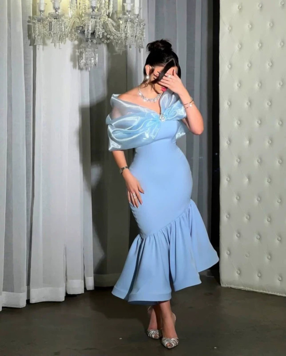 Womens Fall New Sexy Bodycon Mesh Rhinestone Evening Dress